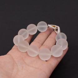 Gefrostetes weißes Glasarmband,925 Silberverschluss Bild 4 925er Glasperlen Armband