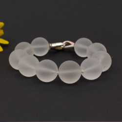 Gefrostetes weißes Glasarmband,925 Silberverschluss Bild 2 925er Glasperlen Armband Detail