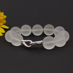 Gefrostetes weißes Glasarmband,925 Silberverschluss Bild 1 925er Glasperlen Armband Schliesse