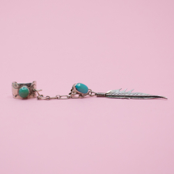 925er Indianer Ohrring mit Feder T&uuml;rkis