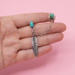 925er Indianer Ohrring mit Feder T&uuml;rkis Groesse