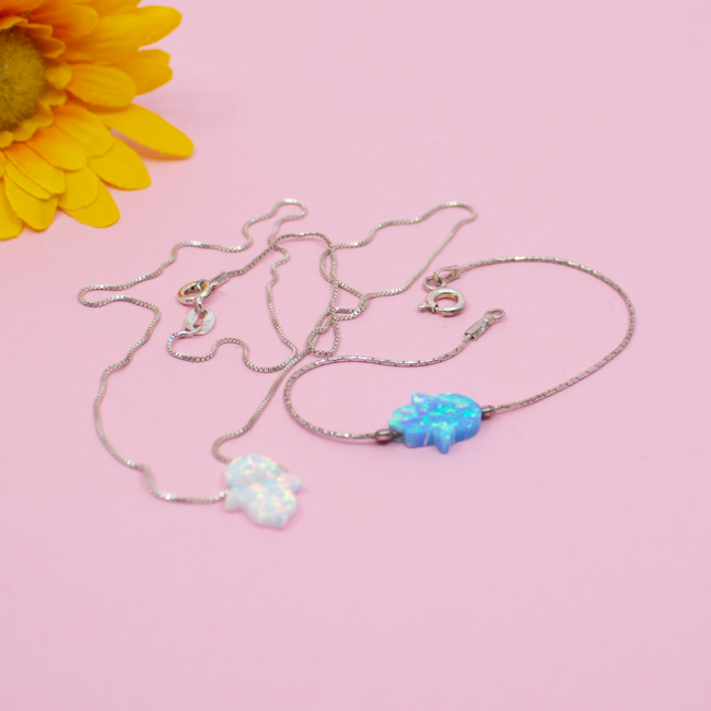 925er Kette & Armband synth Opal Fatimas Hand
