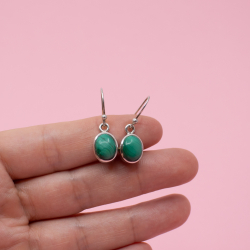 925 Sterlingsilber Ohrringe mit Malachit Edelstein Bild 2 925er Ohrringe mit Malachit Detail