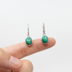 925 Sterlingsilber Ohrringe mit Malachit Edelstein Bild 3 925er Ohrringe mit Malachit Groesse