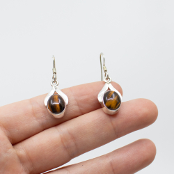 925 Sterlingsilber Ohrringe mit Tigerauge Edelstein Bild 4 925er Ohrringe mit Tigerauge Groesse