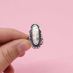 Native American 925 Silber Abalone Ring, Gr. 56 Bild 1 925er Ring mit Perlmutteinlage Front