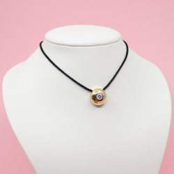 925er Silber Anhaenger vergoldet an Satin-Kordel