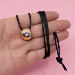 925er Silber Anhaenger vergoldet an Satin-Kordel Groesse