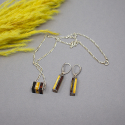 925er Silber Bernstein Set 3farbig liegend