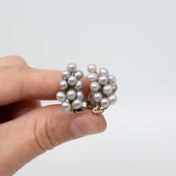 Süßwasser-Zuchtperlen Trauben Ohrclips, 925 Silber Bild 4 925er Silber Ohr-Clips mit echten Perlen