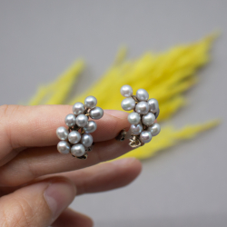 Süßwasser-Zuchtperlen Trauben Ohrclips, 925 Silber Bild 2 925er Silber Ohr-Clips mit echten Perlen Groesse