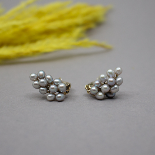 925er Silber Ohr-Clips mit echten Perlen liegend