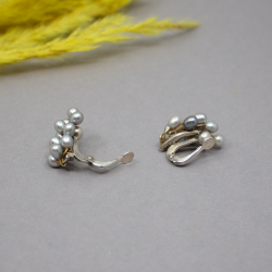 Süßwasser-Zuchtperlen Trauben Ohrclips, 925 Silber Bild 3 925er Silber Ohr-Clips mit echten Perlen Rueckseite