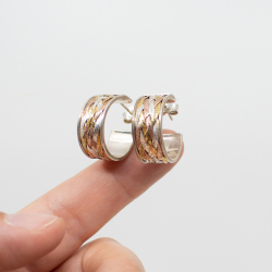 925er Silber Schmuckset Tricolore Alex Sternen Creolen Groesse