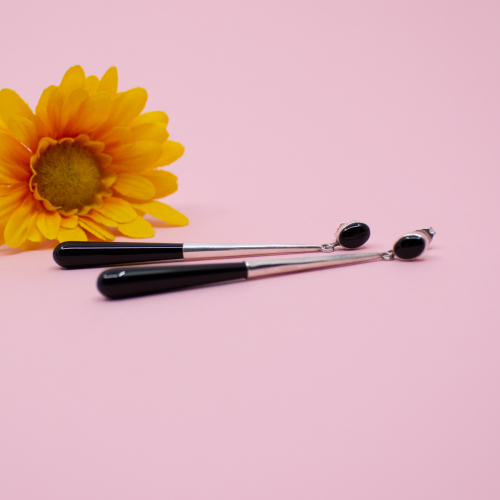 925er Tropfen-Ohrringe mit Onyx