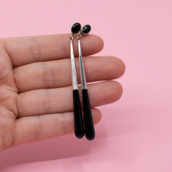 925er Tropfen-Ohrringe mit Onyx Groesse