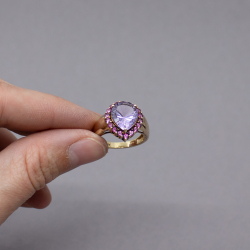 925er vergoldet Amethyst Ring Groesse