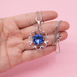 antiker 835er Fischland-Anhaenger blauer Stein Groesse