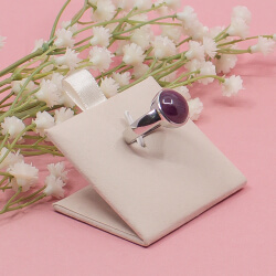 Eleganter 925 Sterlingsilber Ring - Rubin Cabochon Bild 2