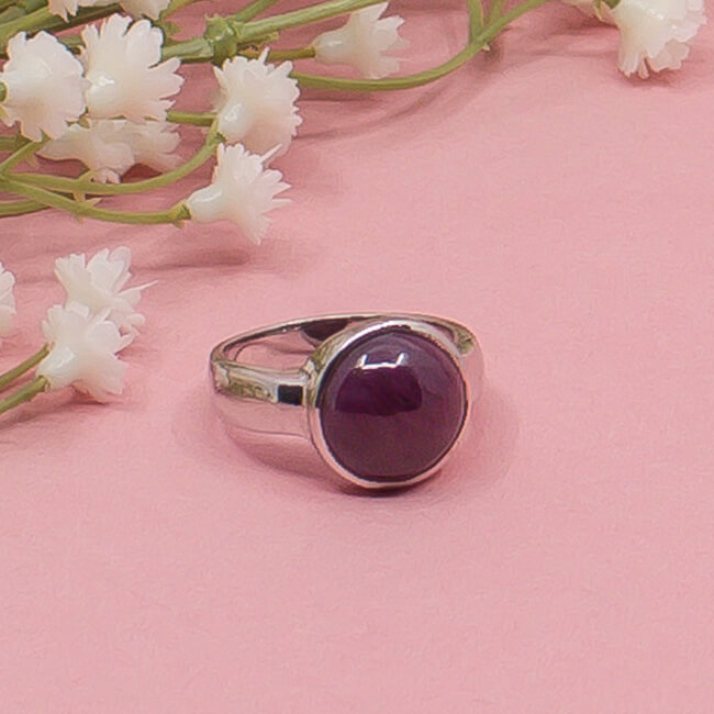 Eleganter 925 Sterlingsilber Ring - Rubin Cabochon Bild 1