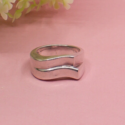 925 Sterlingsilber Ring, Gr. 58, eckige Welle