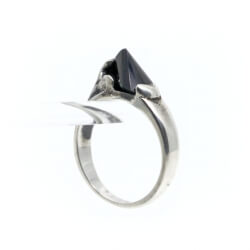 925er Silber Ring, Gr. 55 mit schwarzen Zirkonia