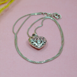 925er ornament Herz-Anhänger an 925er Figaro-Kette
