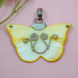 Gelber 925er Sterlingsilner Muschel Schmetterling