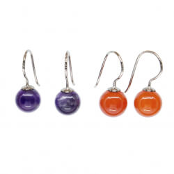 2x 925er Ohrring-Paar Karneol/Amethyst Perle AVP