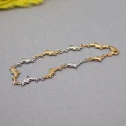 Unisex- Armband 333/8K Gelbgold & Weißgold Delphine 333 Gold+Weißgold Armband Delphine liegend
