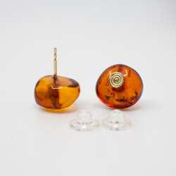 585er Gold Ohrstecker mit Bernstein Detail
