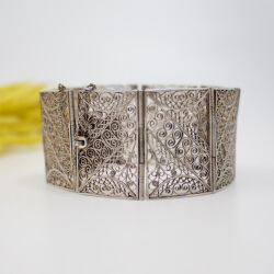Art Deco feinstes filigranes Armband, 800er Silber 800er florales Armband Detail