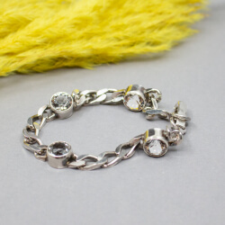 Vintage 835er Silber Armband mit Bergkristall 835 Panzerarmband mit Bergkristall
