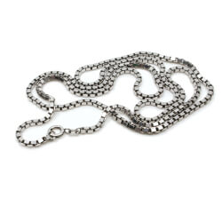 Antike 835er Venezianer-Kette, Meisterpunze, 64 cm 835 Silber Kette Venezianer Eckig Front