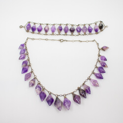 antikes Amethyst-Set aus 800er Silber 835er Amethyst Kette+Armband