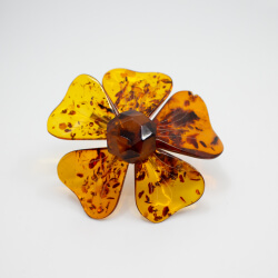 Vintage Brosche aus Bernstein 'Blume' - 5.5 cm 835er Bernstein Brosche Blume