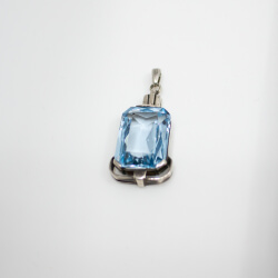 Art Déco Anhänger hellblauer Stein, 800 Silber 835er Jugendstil Anhaenger mir blauem Stein