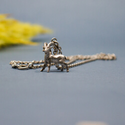 Sternzeichen Steinbock mit Ankerkette 925 Silber 835er Vintage Steinbock mit Kette