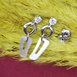 FOSSIL 925 Silber Ohrringe mit Perlmutt & Zirkonia