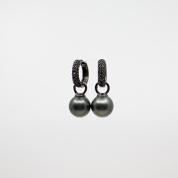925 geschwaertztes Set Perle Ohrringe