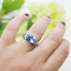 925 Silber Ring mit echtem Aquamarin