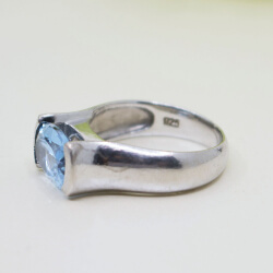 925 Silber Ring mit echtem Aquamarin Innen