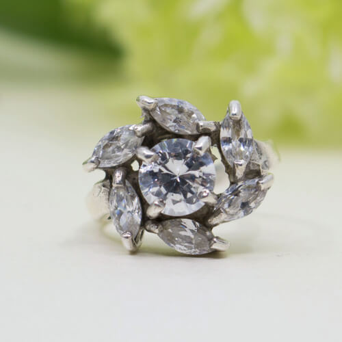 925 Sterlingsilber Ring blüte zirkonia