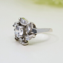 925 Sterlingsilber Ring blüte zirkonia seite