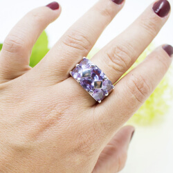 925 Silber Ring mit lila Zirkonia, Gr. 58 Bild 2 925 ring lila zirkon