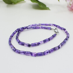 Amethyst-Stab Kette mit 925 Silberschließe