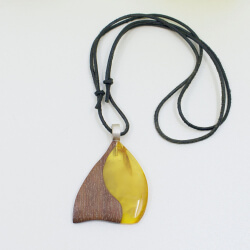 925 Silber Bernstein Holz Kette