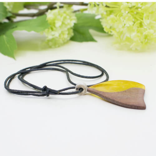 925 Silber Bernstein Holz Kette Detail