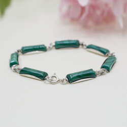 925 Sterlingsilber Armband mit Malachit-Steinen