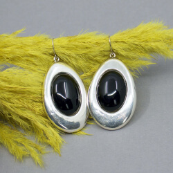 925 Sterlingsilber Ohrringe mit Onyx-Stein Simon Sebbag Designs (SSD, Frontansicht